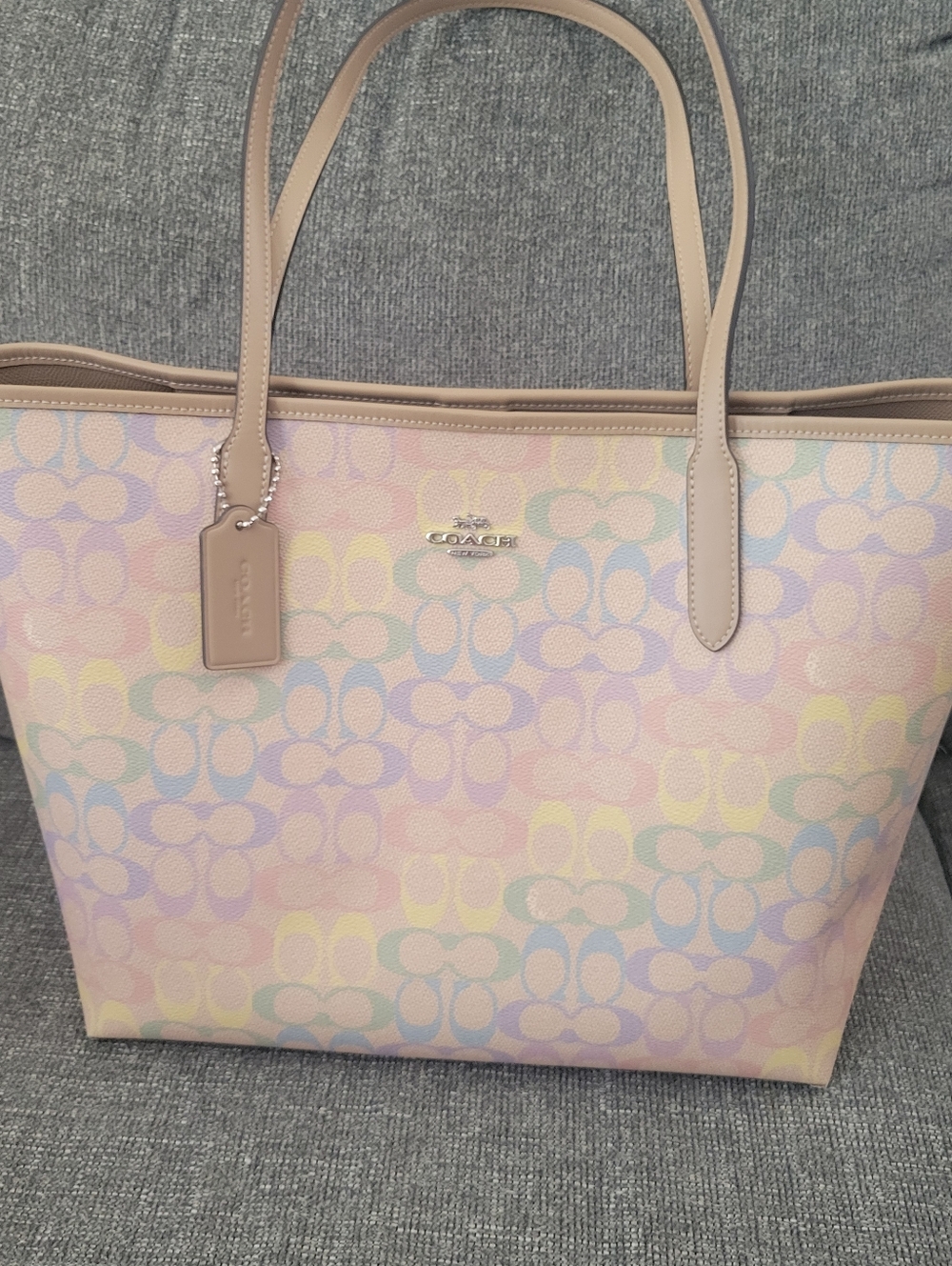 Coach Pastel Signature Tote Bag - Pink, Lavender, Mint, Yellow